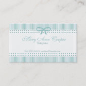 ストライプな点のかわいいベビーシッターの敏感で青い弓 名刺 (正面)