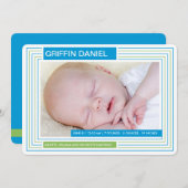 ストライプな男の子の発表 案内状 (正面/裏面)