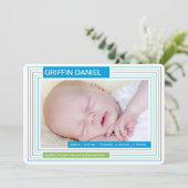 ストライプな男の子の発表 案内状 (スタンド正面)