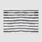 ストライプな白黒の金ゴールドの水彩画および点 薄葉紙 (正面)