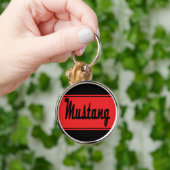 ストライプな筋肉車Keychainを競争させる黒い赤 キーホルダー (手)