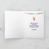 ストライプな誕生日の動物のおもちゃの列車そして飛行機 カード (内部)