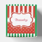 ストライプな赤と白キャンデーおよびサンタクロース フェイバーボックス (上部)