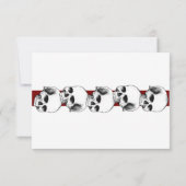 ストライプな(赤い) RSVPカードが付いているスカル 出欠カード (裏面)