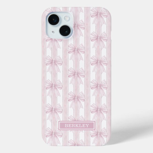 ストライプにピンクのコケットボウモノグラム Case-Mate iPhoneケース (裏面)