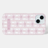 ストライプにピンクのコケットボウモノグラム Case-Mate iPhoneケース (裏面 (横))