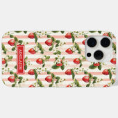 ストライプに水彩イチゴのモノグラム入り Case-Mate iPhoneケース (裏面 (横))