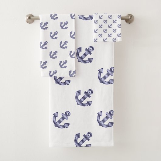 ストライプのいかりリピート白 バスタオルセット (インサイチュ)