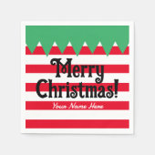 ストライプのおもしろい小妖精や小人カスタムパーティー スタンダードカクテルナプキン (正面)