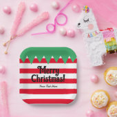 ストライプのおもしろい小妖精や小人カスタムパーティー ペーパープレート (パーティー)