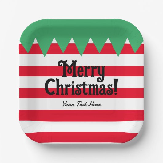 ストライプのおもしろい小妖精や小人カスタムパーティー ペーパープレート (正面)