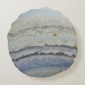 ストライプので青いレースの瑪瑙のカッコいいのユニークな自然の石 ラウンドクッション (裏面)