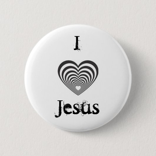 ストライプので黒いハート、IJesus 缶バッジ (正面)