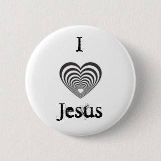 ストライプので黒いハート、IJesus 缶バッジ