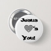 ストライプので黒いハート、JesusYou! 、「s 缶バッジ (正面&裏面)