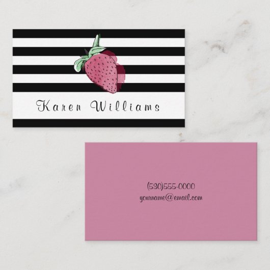 ストライプのないちごのロゴの名刺 名刺 (正面/裏面)