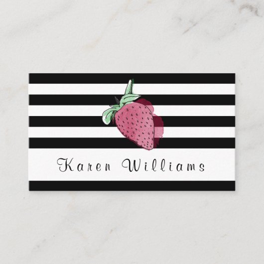 ストライプのないちごのロゴの名刺 名刺 (正面)
