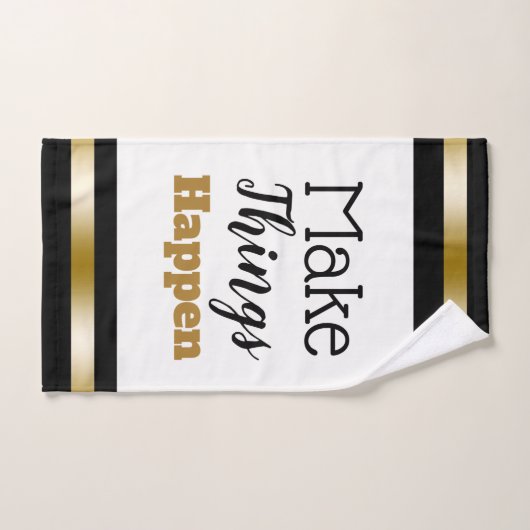 ストライプのなやる気を起こさせるな引用文の白黒の金ゴールド バスタオルセット (ハンドタオル)