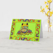 ストライプのなアマガエル カード (黄色い花)