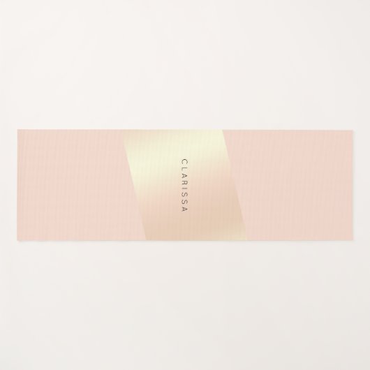 ストライプのなエレガントでモダンなひよこの赤面のピンクのバラの金ゴールド ヨガマット (正面(横))