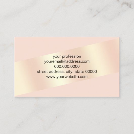 ストライプのなエレガントでモダンなひよこの赤面のピンクのバラの金ゴールド 名刺 (裏面)