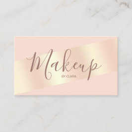 ストライプのなエレガントでモダンなひよこの赤面のピンクのバラの金ゴールド 名刺