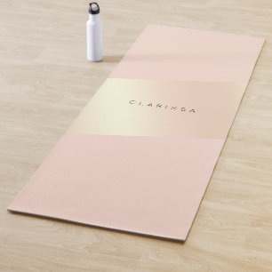 ストライプのなエレガントでモダンなひよこの赤面のピンクのバラの金ゴ ヨガマット