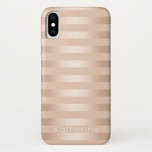 ストライプのなエレガントでモダンなひよこの銅のばら色の金ゴールド iPhone X ケース