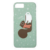 ストライプのなスカーフを持つリスのコーヒー恋人 Case-Mate iPhoneケース (裏面)