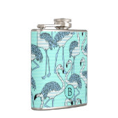 ストライプのなターコイズのフラミンゴパターンモノグラム フラスク (右)