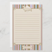 ストライプのなダックスフントの文房具 便箋 (正面/裏面)