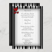 ストライプのなハートの招待状 招待状 (正面/裏面)