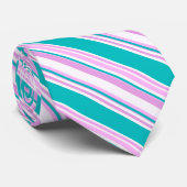 ストライプのなピンクおよびティール(緑がかった色) ネクタイ (ロール)