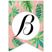 ストライプのなピンクnの黒いブライダルシャワーのフラミンゴの葉 バンティングフラッグ (第2の旗)