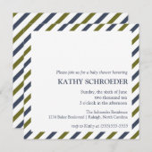 ストライプのなベビーシャワーの招待状のテンプレート 招待状 (正面/裏面)