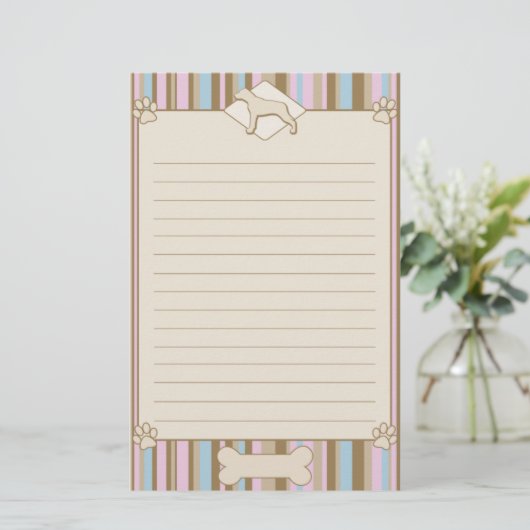 ストライプのなルイジアナCatahoulaのヒョウ犬の文房具 便箋 (スタンド正面)
