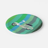 ストライプのなレトロのスクーターのパーティーの紙皿 ペーパープレート (アングル)