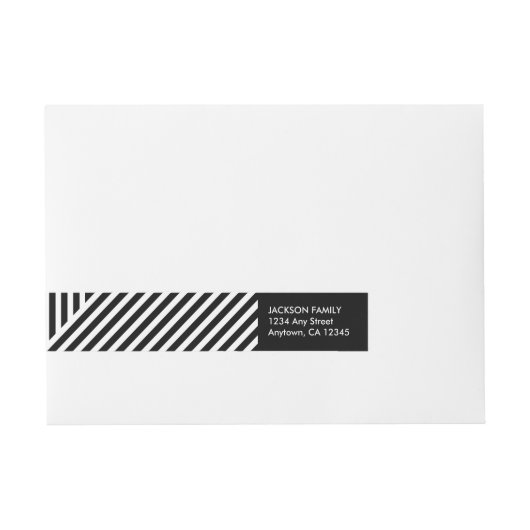 ストライプのな休日カードのための住所シールのまわりの覆い ラップアラウンドラベル (正面)