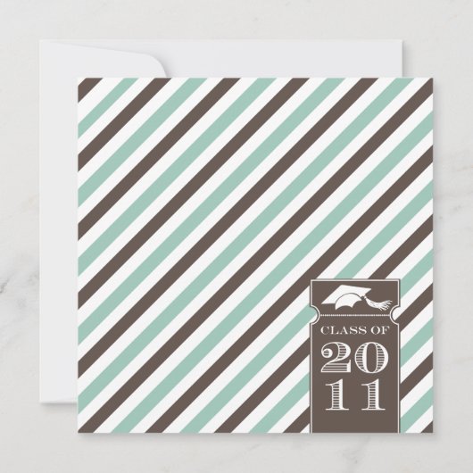 ストライプのな卒業の発表のテンプレート 招待状 (裏面)