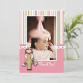 ストライプのな女性のカーボーイの写真のサンキューカード サンキューカード (スタンド正面)