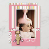 ストライプのな女性のカーボーイの写真のサンキューカード サンキューカード (正面/裏面)