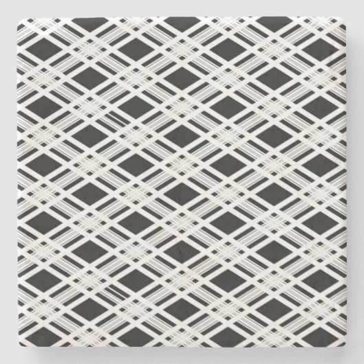 ストライプのな格子縞パターン ストーンコースター (正面)