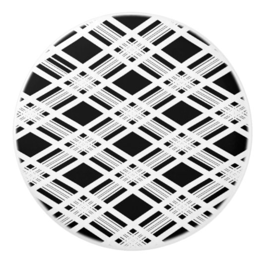 ストライプのな格子縞パターン セラミックノブ (正面)