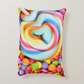 ストライプのな棒つきキャンデーおよび多彩のSmarties アクセントクッション (裏面(縦))