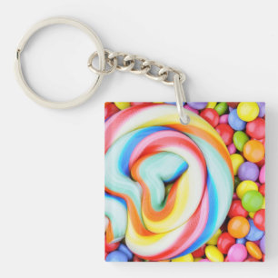 ストライプのな棒つきキャンデーおよび多彩のSmarties キーホルダー