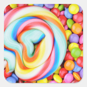 ストライプのな棒つきキャンデーおよび多彩のSmarties スクエアシール