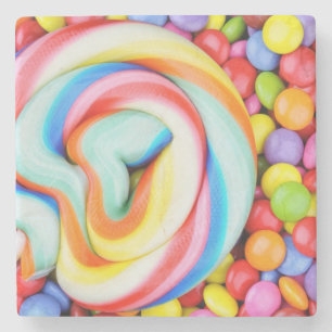 ストライプのな棒つきキャンデーおよび多彩のSmarties ストーンコースター