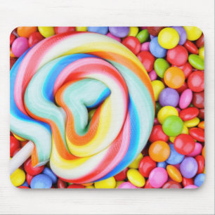 ストライプのな棒つきキャンデーおよび多彩のSmarties マウスパッド