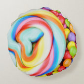 ストライプのな棒つきキャンデーおよび多彩のSmarties ラウンドクッション (裏面)