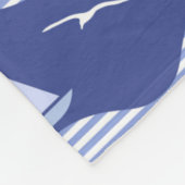 ストライプのな海パターンのヨット フリースブランケット (角)